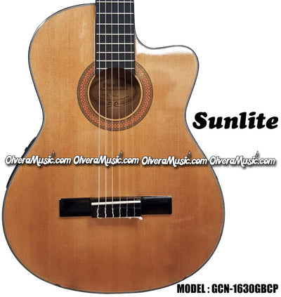 SUNLITE 1600 Series 4/4 Classical Guitar Cutaway w/Passive Pre-Amp - Natural