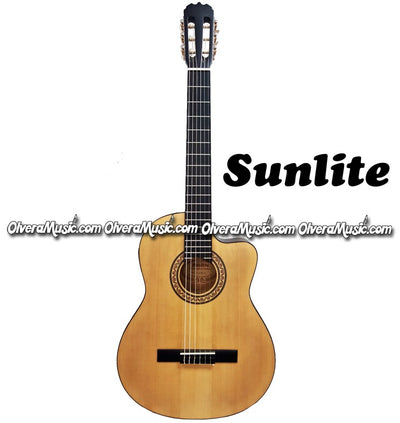 SUNLITE Thin Body Classical A/E Guitar w/Built-In-Electronics - Natural