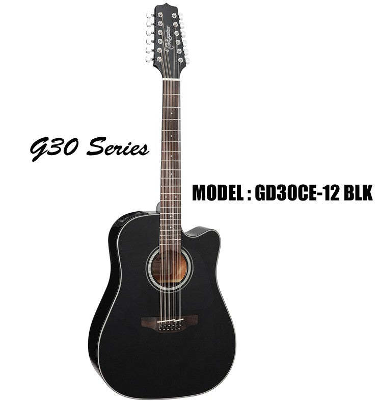 TAKAMINE G30 Series Acoustic/Electric 12-String Guitar - Black