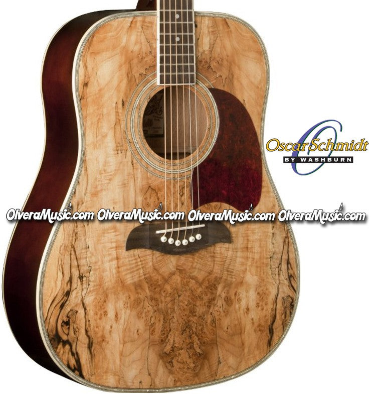 OSCAR SCHMIDT by Washburn Dreadnought Acoustic Guitar - Spalted Maple