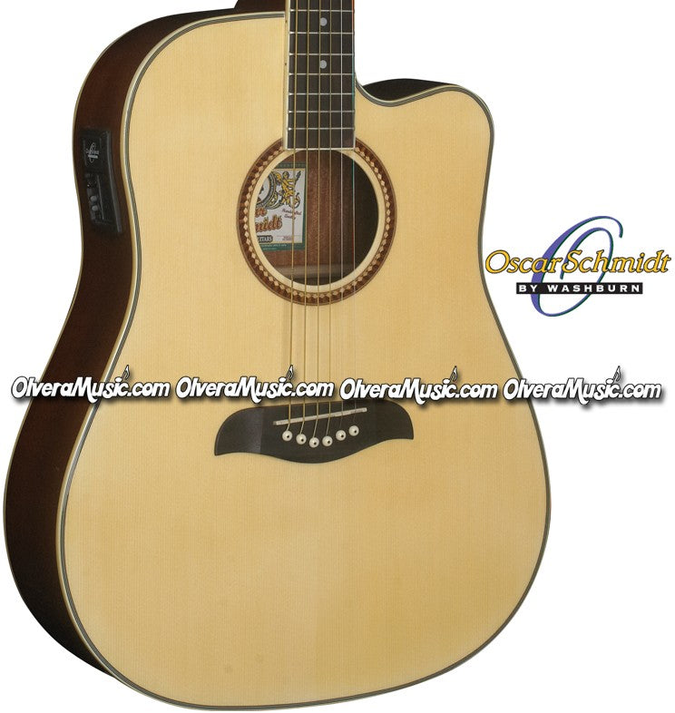 OSCAR SCHMIDT by Washburn Dreadnought Acoustic-Electric Guitar - Natural