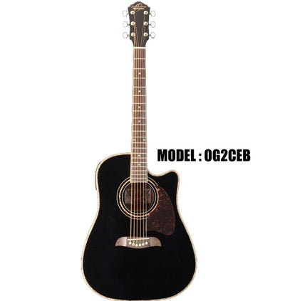 OSCAR SCHMIDT by Washburn Dreadnought Acoustic-Electric Guitar - Black