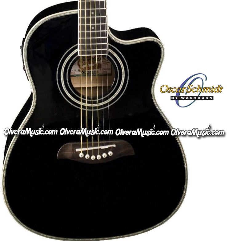 OSCAR SCHMIDT by Washburn Acoustic/Electric 3/4 Guitar - Black