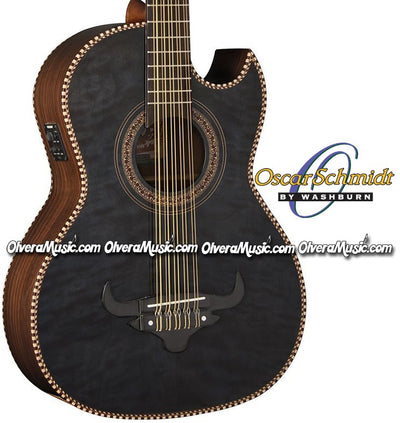 OSCAR SCHMIDT by Washburn Traditional Bajo Quinto - Quilt Trans Black