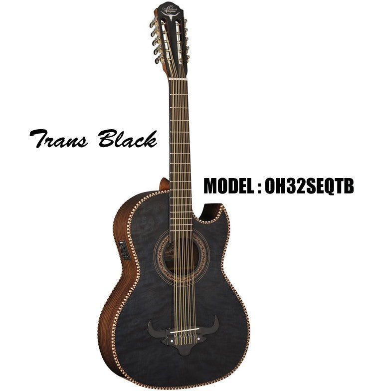 OSCAR SCHMIDT by Washburn Traditional Bajo Quinto - Quilt Trans Black