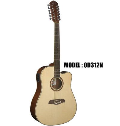 OSCAR SCHMIDT by Washburn Dreadnought A/E 12-String Cutaway Guitar - Natural