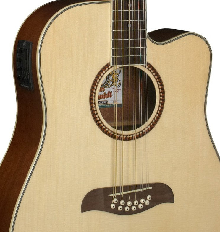 OSCAR SCHMIDT by Washburn Dreadnought A/E 12-String Cutaway Guitar - Natural