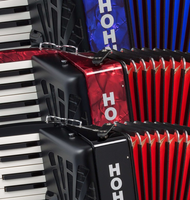 HOHNER MOD. Bravo III 72 Acordeón de teclas con 5-Registros - Rojo perla