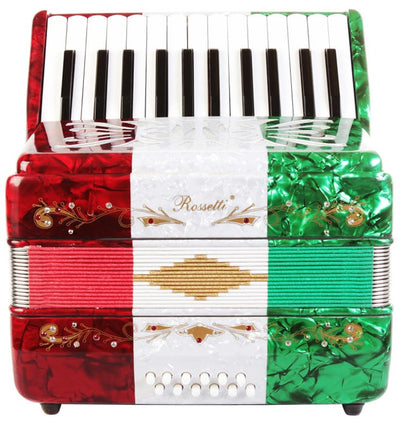 ROSSETTI Piano Accordion 12-Bass / 25-Key - Tri-Color Red-White-Green