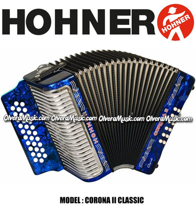 HOHNER MOD. Corona II Classic Acordeón de botones- Azúl oscuro perla