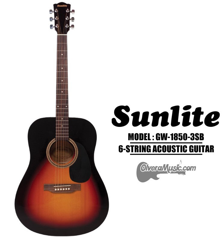 SUNLITE Full Sized Acoustic Guitar 6 String - Tobacco Sunburst