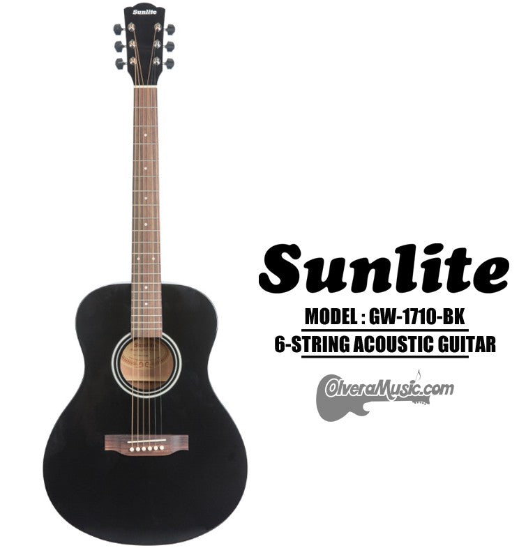 SUNLITE Full Sized Acoustic Guitar 6 String - Black