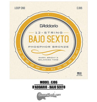 D'ADDARIO Mod. EJ86 Encordado para Bajo Sexto