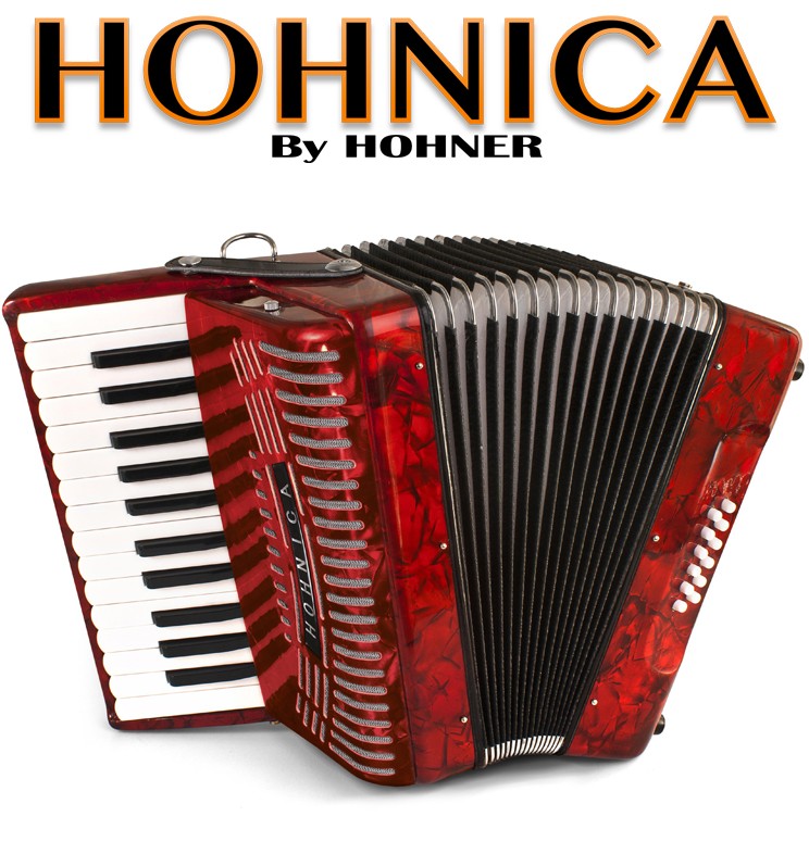 HOHNICA by Hohner MOD.1303RED Acordeón de teclas con 12 Bajos - Rojo perla