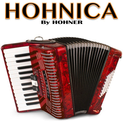 HOHNICA by Hohner MOD.1304RED Acordeón de teclas con 48-Bajos - Rojo perla