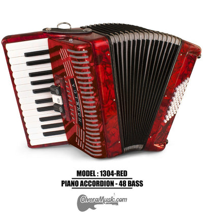 HOHNICA by Hohner MOD.1304RED Acordeón de teclas con 48-Bajos - Rojo perla