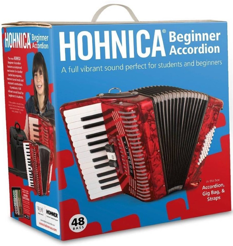 HOHNICA by Hohner MOD.1304RED Acordeón de teclas con 48-Bajos - Rojo perla