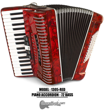 HOHNICA by Hohner MOD.1305RED Acordeón de teclas con 72-Bajos - Rojo perla