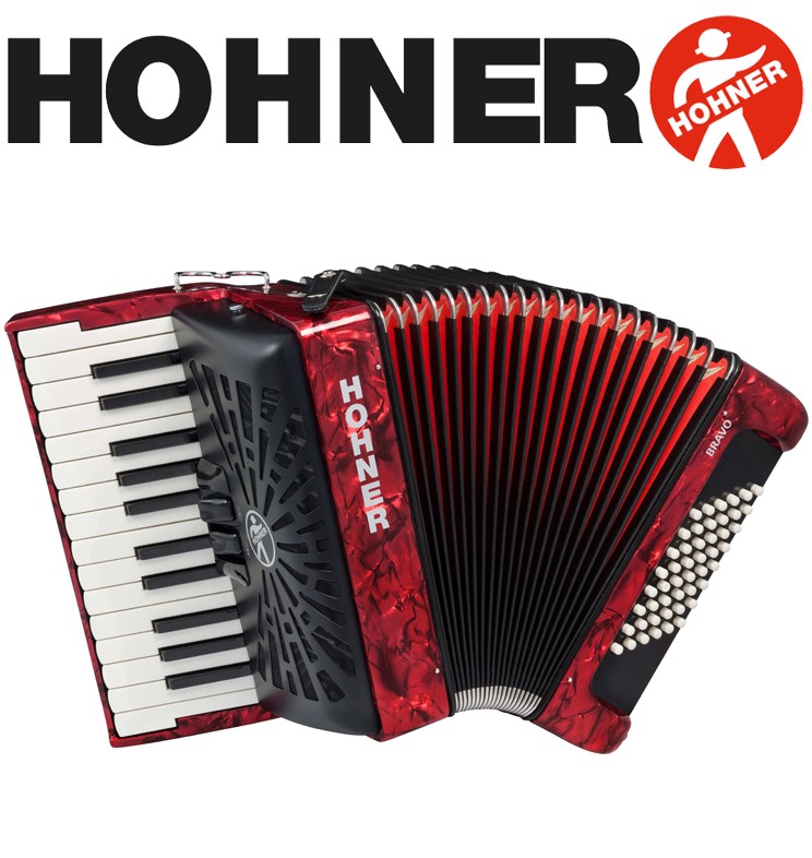 HOHNER MOD. Bravo II 48 Acordeón de teclas- Rojo perla