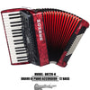 HOHNER MOD. Bravo III 72 Acordeón de teclas con 5-Registros - Rojo perla