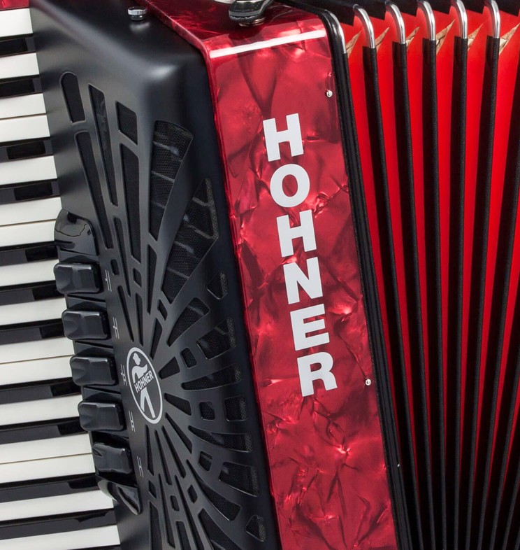 HOHNER MOD. Bravo III 72 Acordeón de teclas con 5-Registros - Rojo perla