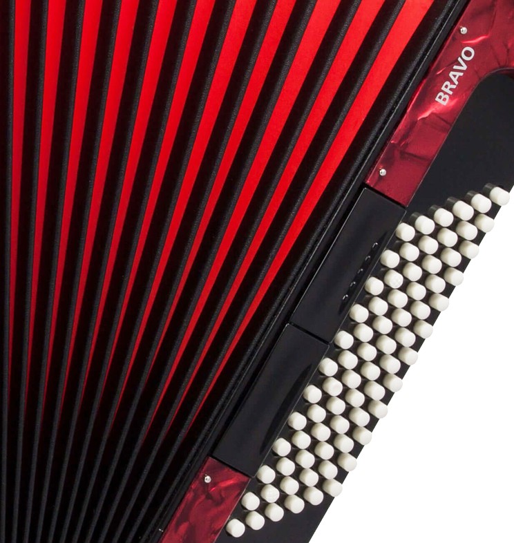 HOHNER MOD. Bravo III 72 Acordeón de teclas con 5-Registros - Rojo perla