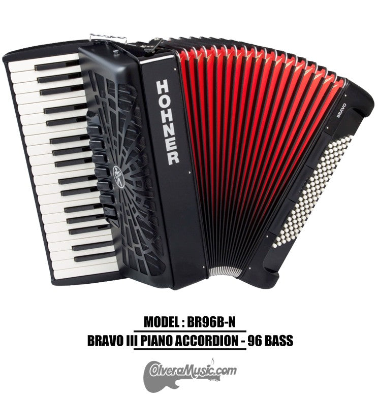 HOHNER MOD. Bravo III 96 Acordeón de teclas con 7-Registros - Negro