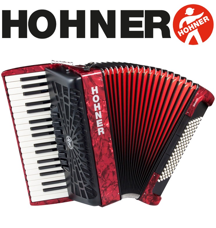 HOHNER MOD.Bravo III 96 Acordeón de teclas con 7-Registros - Rojo perla