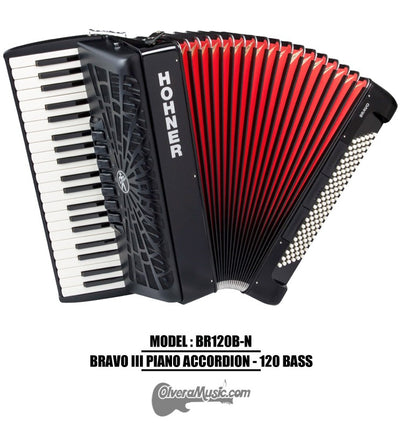 HOHNER MOD. Bravo III 120 Acordeón de teclas con 7-Registros - Negro