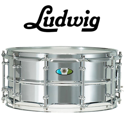 LUDWIG Mod.Supralite Tarola de acero 14"x6.5"  - Espejo pulido.