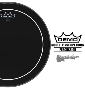 REMO Pinstripe Ebony Drumhead - Black