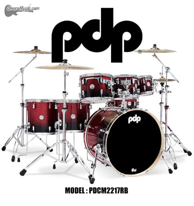 PDP "Concept Series" 7-Piece Maple Shell Pack - Red to Black Fade Lacquer