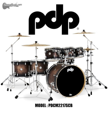 PDP "Concept Series" 7-Piece Maple Shell Pack -Satin Charcoal Burst Lacquer