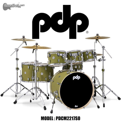 PDP "Concept Series" 7-Piece Maple Shell Pack - Satin Olive Finish