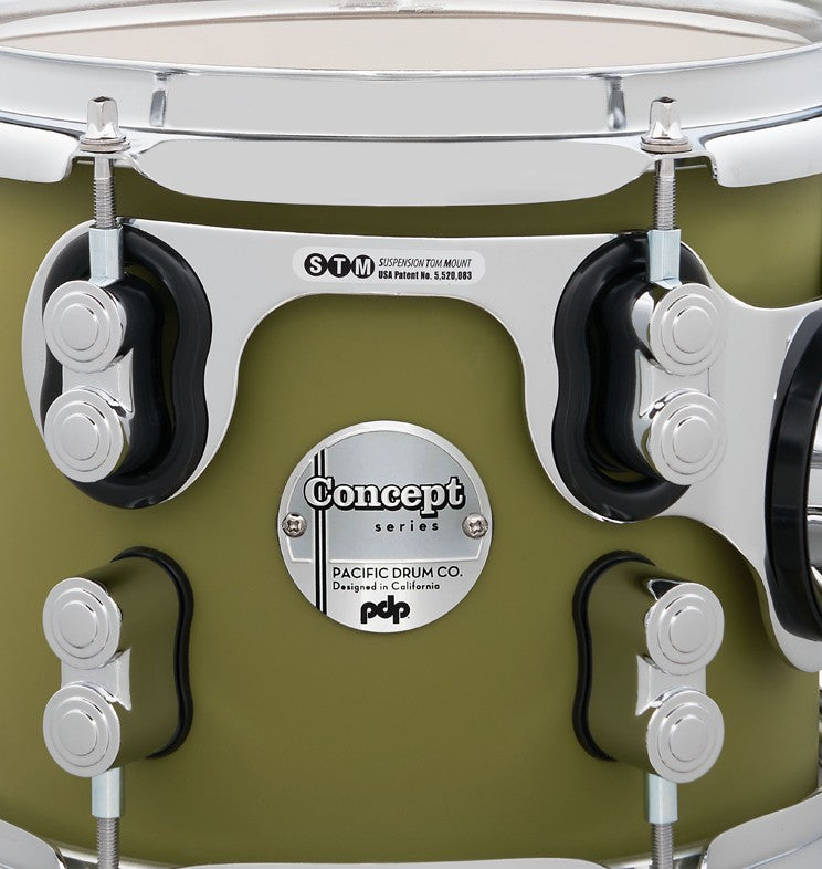 PDP "Concept Series" 7-Piece Maple Shell Pack - Satin Olive Finish