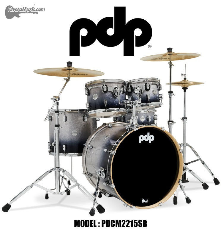 PDP "Concept Series" 5-Piece Maple Shell Pack - Silver to Black Fade Lacquer