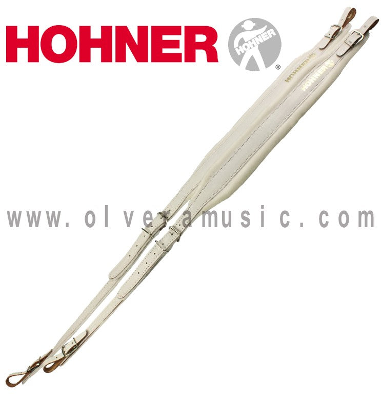 HOHNER MOD.ACC6 correas de cuero para acordeón -Blanco