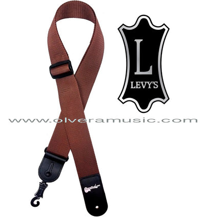 LEVY'S Polypropylene Guitar Strap - Brown