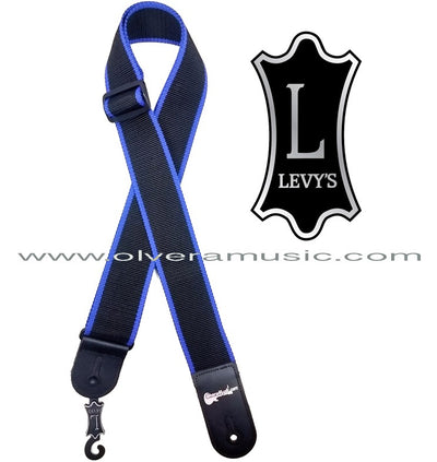 LEVY'S Polypropylene Guitar Strap - Black/Blue