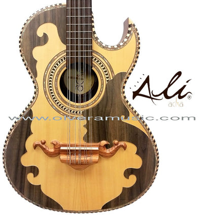 ALI ACHA Bajo Quinto Tradicional (ABQTNMFMAY1) Madera de Nogal con micas de madera - Disponible solo sobre pedido.