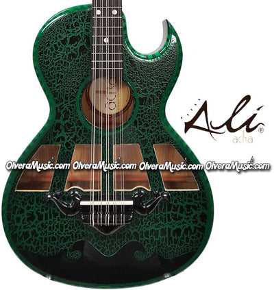 ALI ACHA Bajo Quinto Tradicional (ABQPEVT)  Madera de Palisandro Mexicano Verde - Disponible solo sobre pedido.