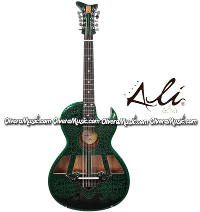 ALI ACHA Bajo Quinto Tradicional (ABQPEVT)  Madera de Palisandro Mexicano Verde - Disponible solo sobre pedido.