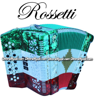 ROSSETTI Diatonic Button Accordion - TriColor Red-White-Green