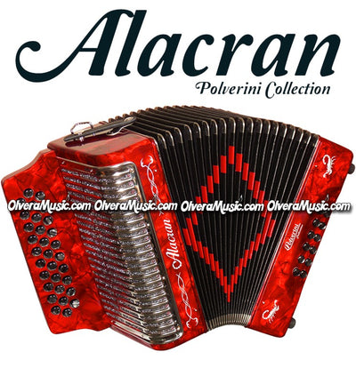 ALACRAN Button Accordion 3112 - Pearl Red