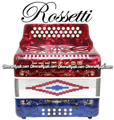 ROSSETTI Diatonic Button Accordion - TriColor Red-White-Blue