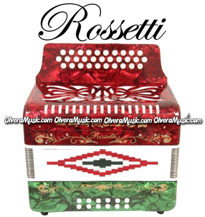 ROSSETTI Diatonic Button Accordion - TriColor Red-White-Green