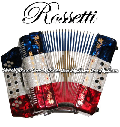 ROSSETTI Diatonic Button Accordion - TriColor Red-White-Blue