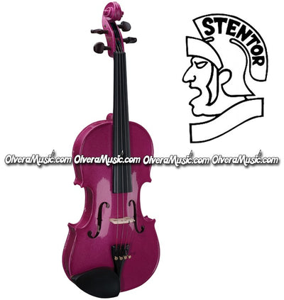 STENTOR "Harlequin Series" Student Model Violin Outfit - Raspberry Pink