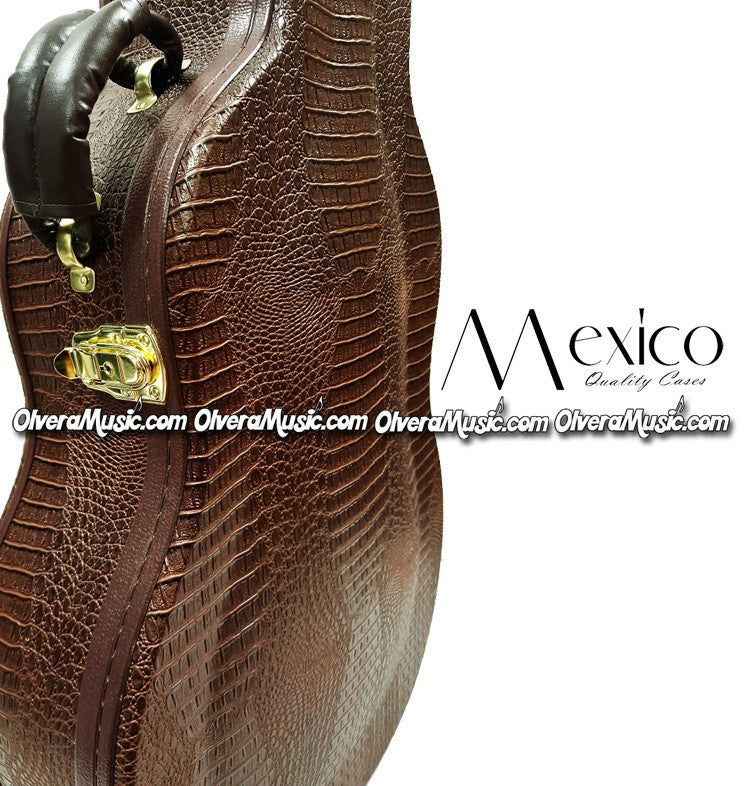 MEXICO Hard Shell Bajo Quinto Case - Brown