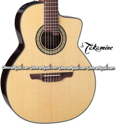 TAKAMINE Classical 24-Fret Cutaway Acoustic/Electric Guitar - Gloss Natural Finish